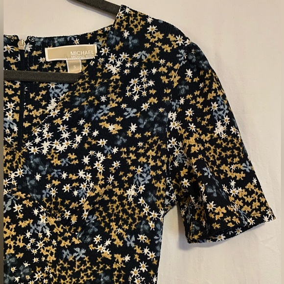 Navy Michael Kors A-Line Short Sleeve Floral Dress - Picture 2 of 4